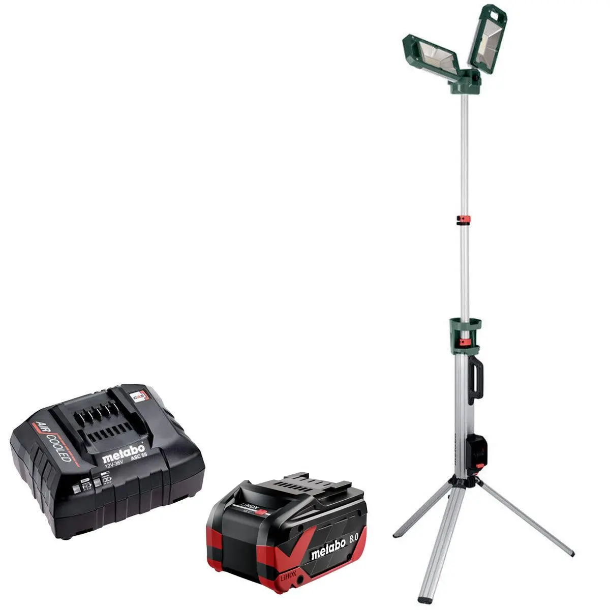 Metabo Bsa 18 Led 5000 Duo-S 18V Tripod Site Light With 1 X 8.0Ah Battery & Charger 1
