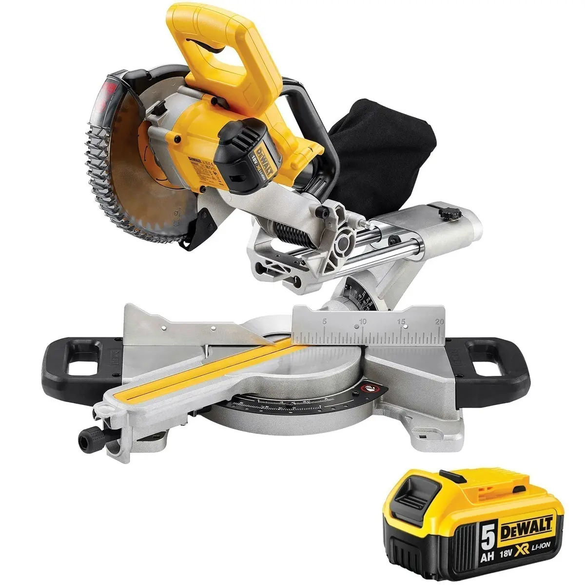Dewalt Dcs365n 18V Xr 184Mm Xps Slide Mitre Saw Body With 5.0Ah Battery 1