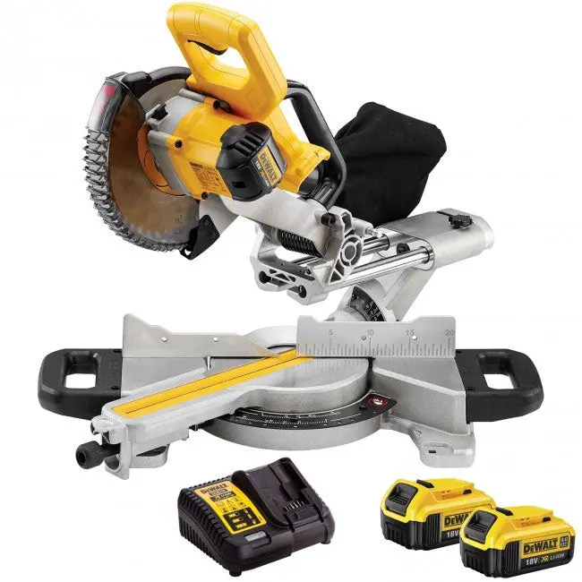 Dewalt Dcs365n 18V Mitre Saw 184Mm With 2 X 4.0Ah Batteries & Charger 1