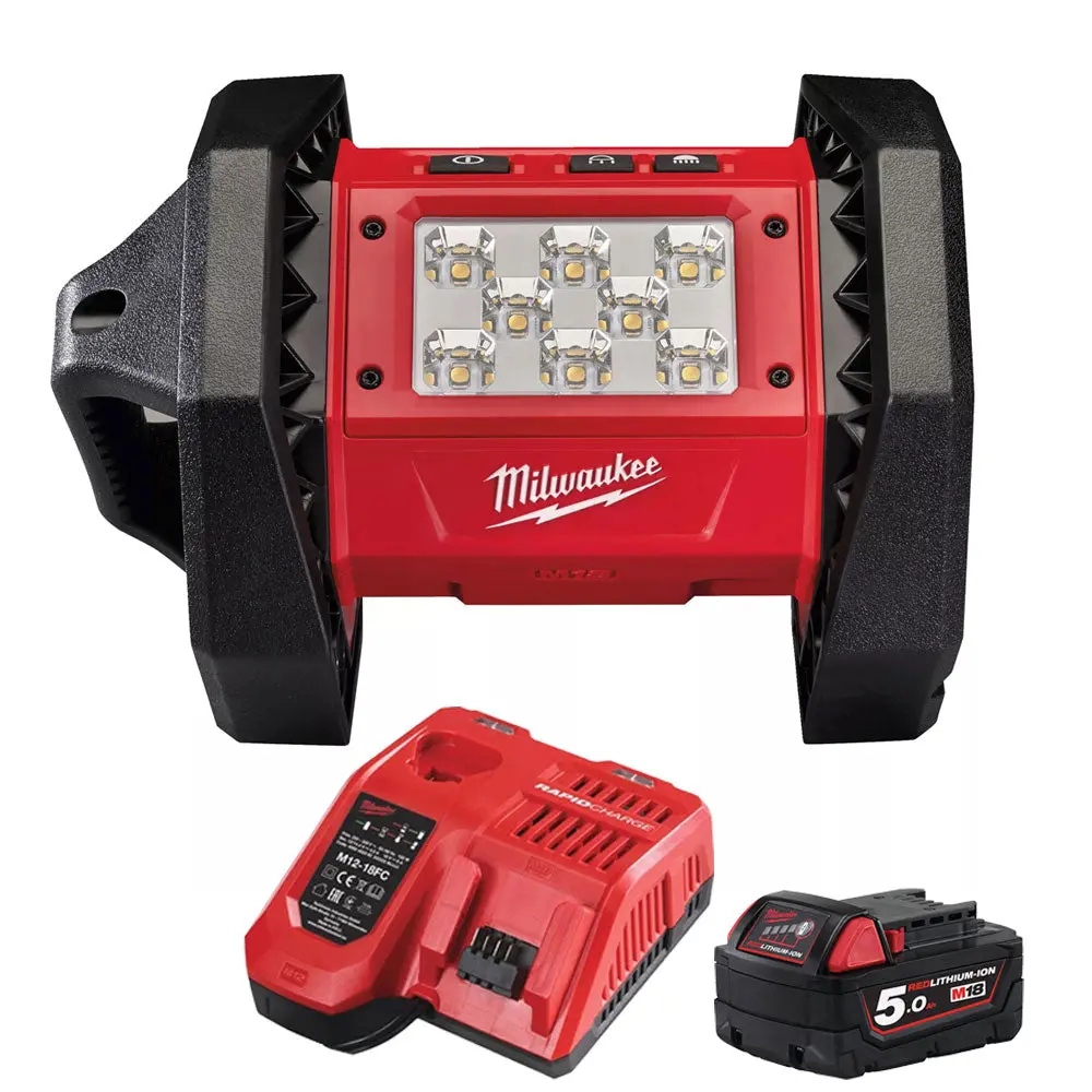 Milwaukee M18al-0 18V Led Area Light With 1 X 5.0Ah Battery & Fast Charger 1