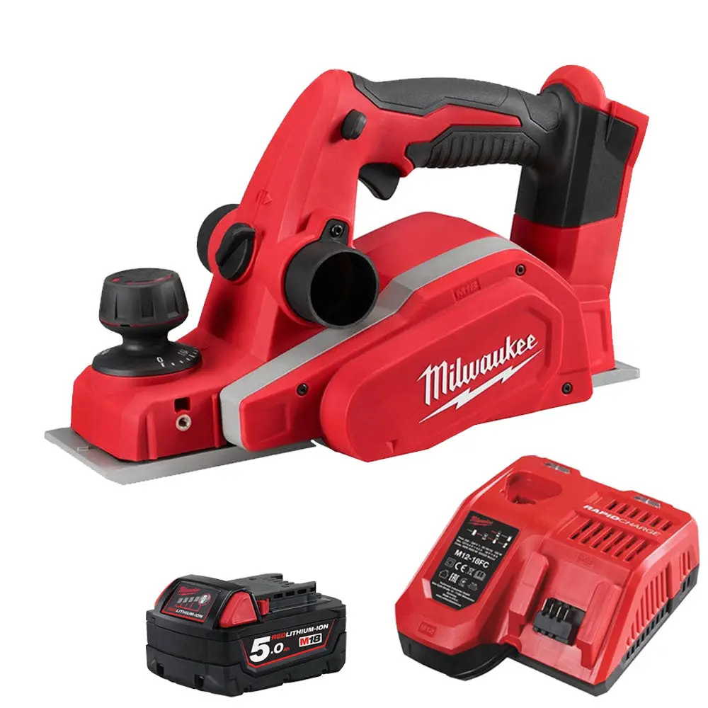 Milwaukee M18bp-0 18V Compact Planer 82Mm With 1 X 5.0Ah Battery & Fast Charger 1