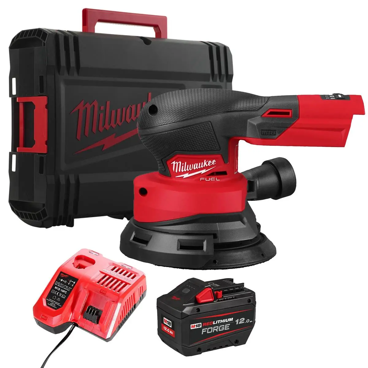 Milwaukee M18fros125-0X 18V M18 Brushless Random Orbital Sander With 1 X 12.0Ah Battery Charger & Case 1