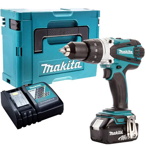Makita Dhp458z 18V Combi Drill With 1 X 5.0Ah Battery & Charger In Case 1