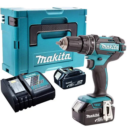 Makita Dhp482z 18V Lxt Combi Drill With 2 X 5.0Ah Batteries & Charger In Case 1