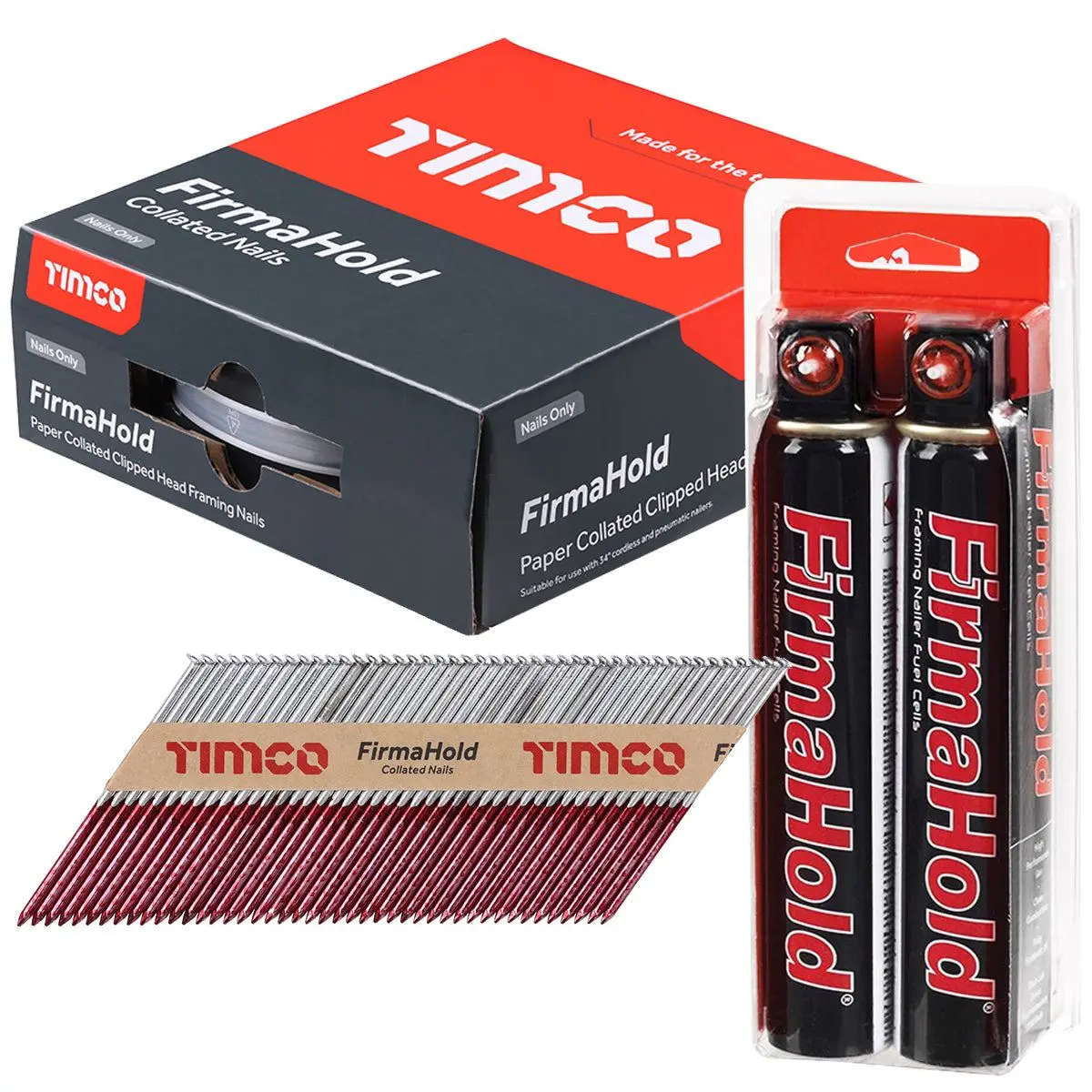 Firmahold 90Mm Galv Plain Shank Collated Clipped Head Nails With 2 Fuel Cells 1