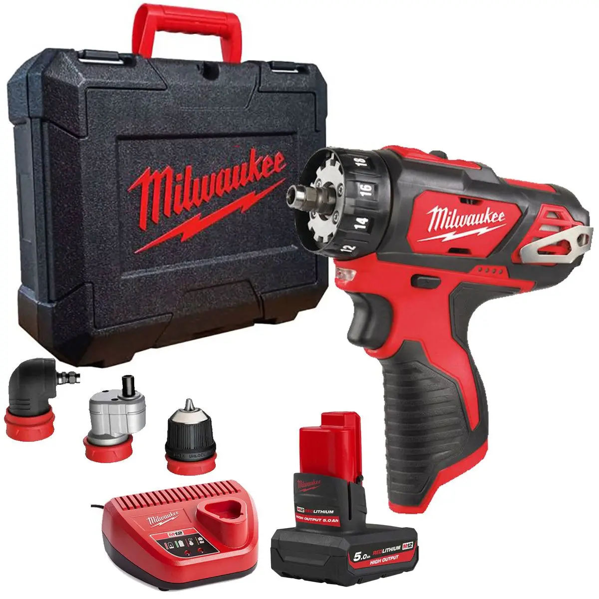 Milwaukee M12bddxkit-0X 12V Removable Drill Driver With 1 X 5.0Ah Battery Charger & Case 1