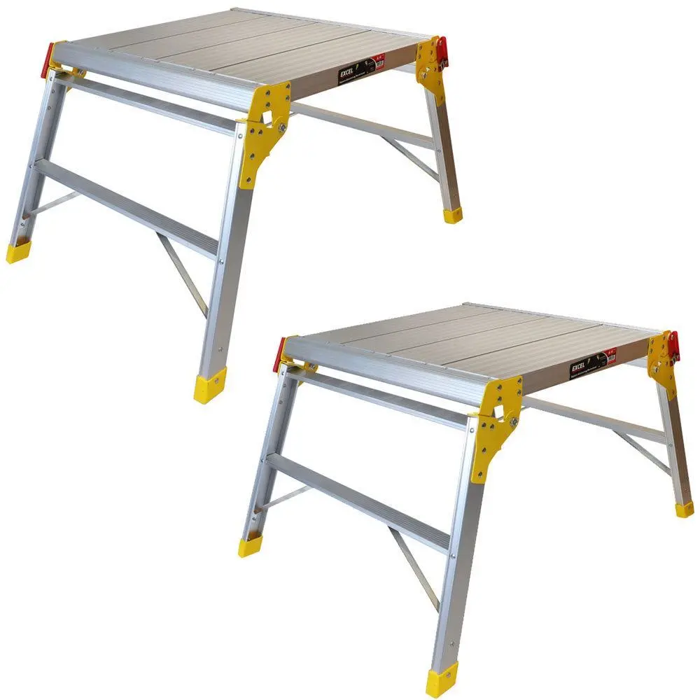 Excel 600 X 600Mm Heavy Duty Multi Purpose Aluminium Platform Work Bench Folding Hop Up Pack Of 2 1