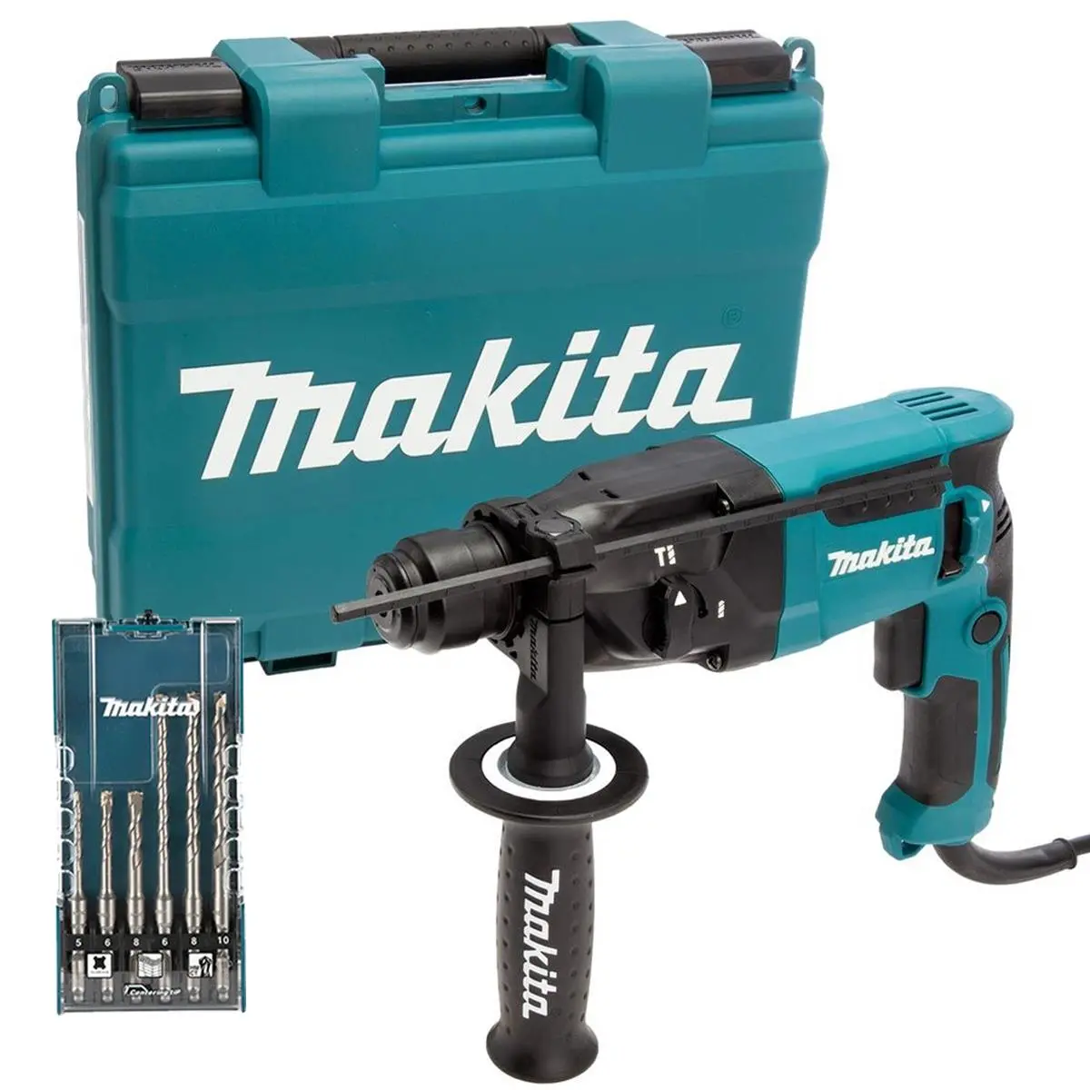 Makita Hr1840/2 Sds+ 2-Mode Rotary Hammer Drill With Carry Case 240V & 6 Piece Drill Bit Set 1