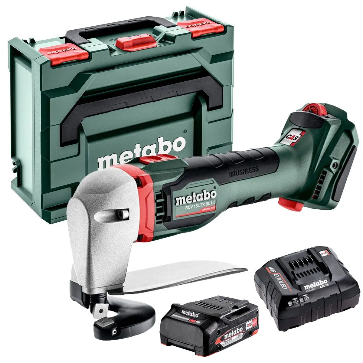 Metabo Scv 18 Ltx Bl 1.6 18V Brushless Metal Shear With 1 X 2.0Ah Battery Charger & Metabox 1