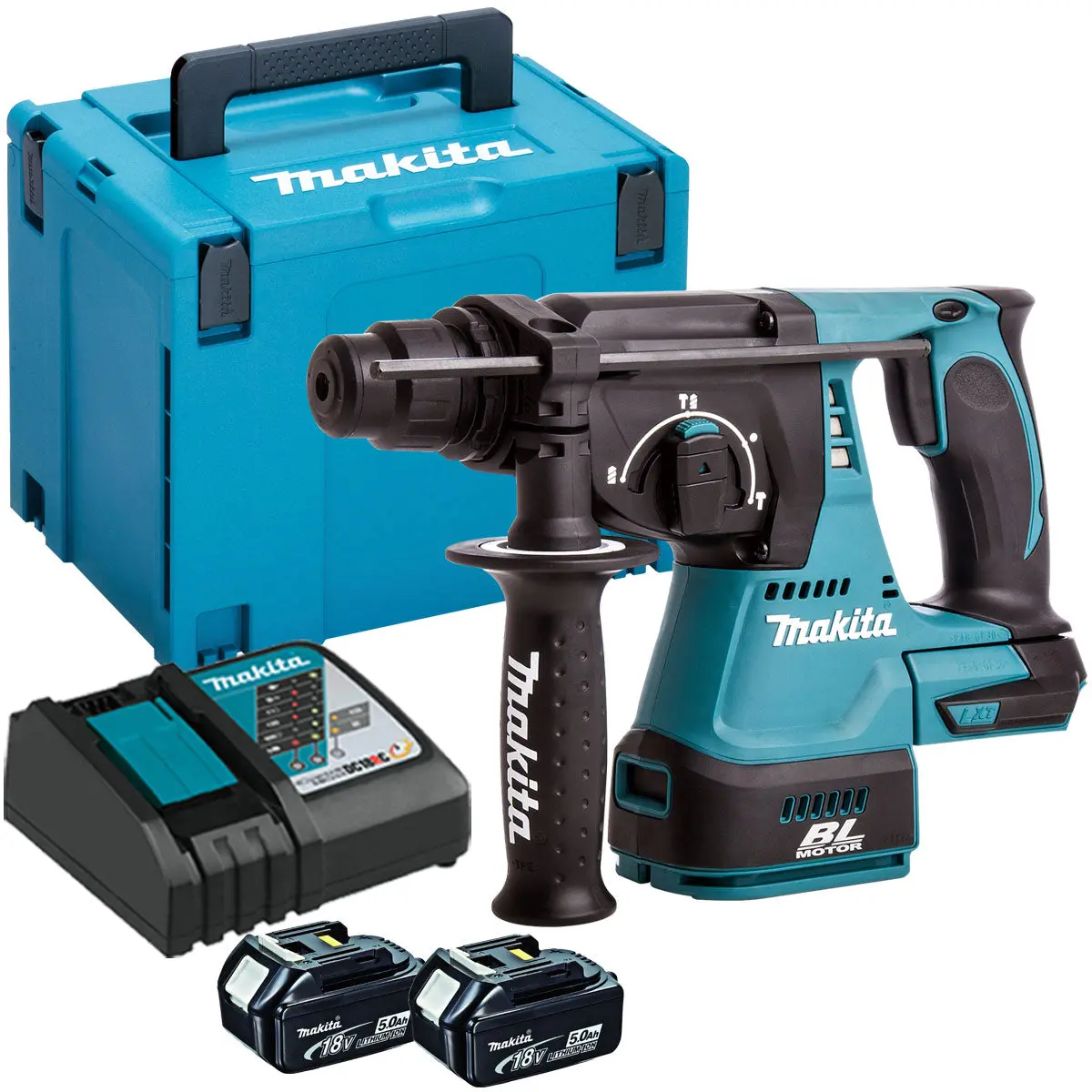 Makita Dhr242z 18V Sds+ Brushless Hammer Drill With 2 X 5.0Ah Battery & Charger In Case 1