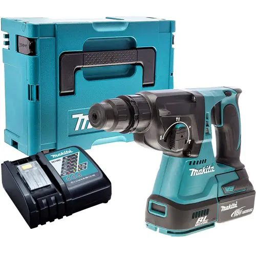 Makita Dhr242z 18V Sds+ Brushless Hammer Drill With 1 X 5.0Ah Battery Charger & Type 4 Case 1