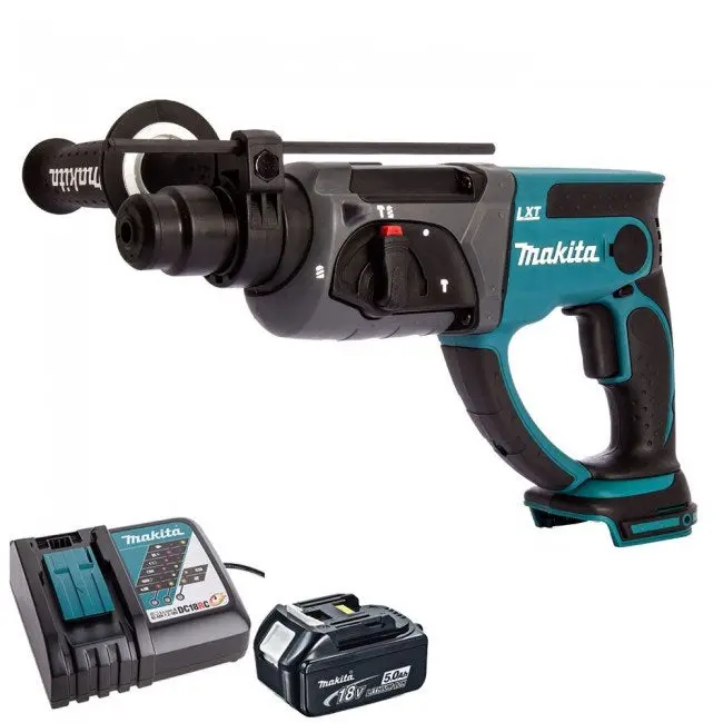 Makita Dhr202z 18V Sds+ Hammer Drill With 1 X 5.0Ah Battery & Charger 1