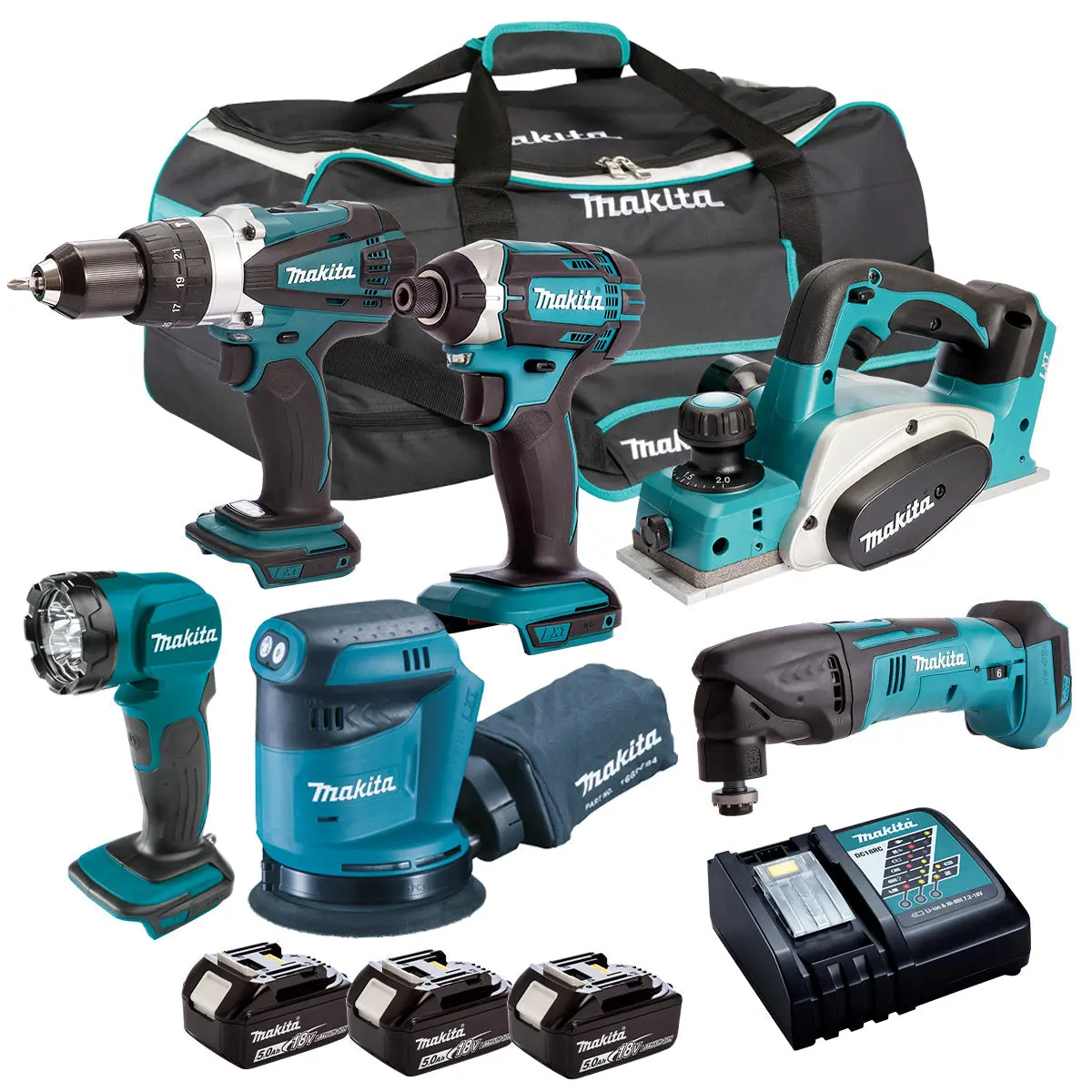 Makita 6 Piece 18V Li-Ion Kit 3 X 5.0Ah Batteries Makdeal-49M 1