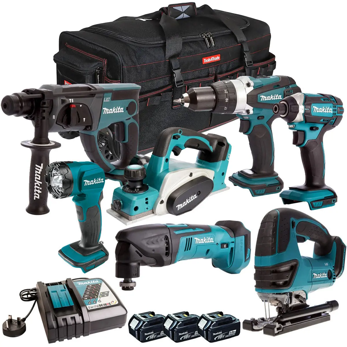 Makita 7 Piece 18V Li-Ion Kit 3 X 5.0Ah Batteries Makdeal-51M 1