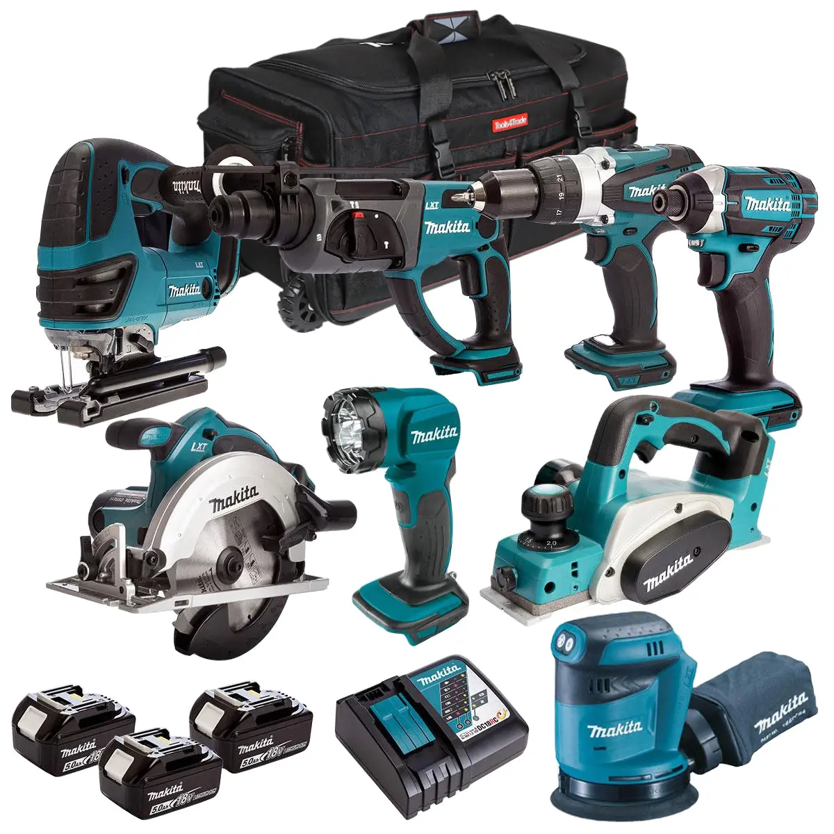 Makita 8 Piece 18V Cordless Tool Kit With 3 X 5.0Ah Batteries T4tkit-622 1