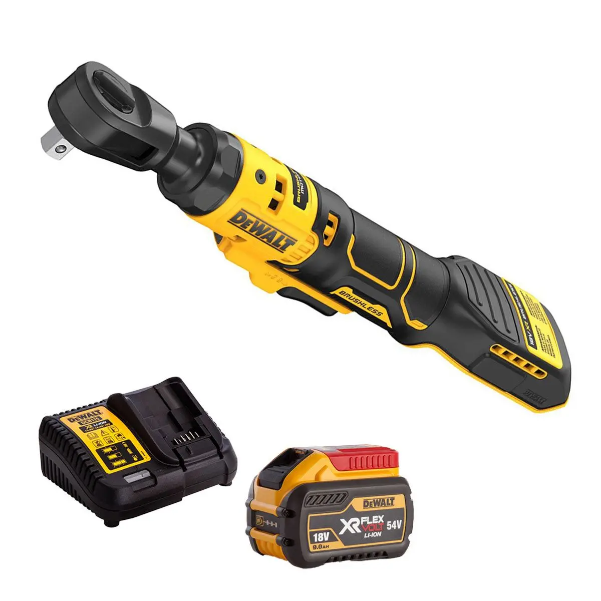 Dewalt Dcf513n-Xj 18V Xr Brushless 3/8" Open Head Ratchet With 1 X 9.0Ah Battery & Charger 1