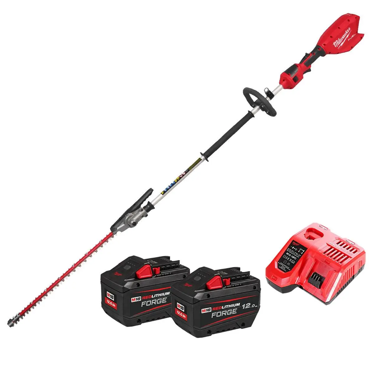 Milwaukee M18fhete22-0 M18 18V Brushless Pole Hedge Trimmer With 2 X 12.0Ah Batteries & Charger 1