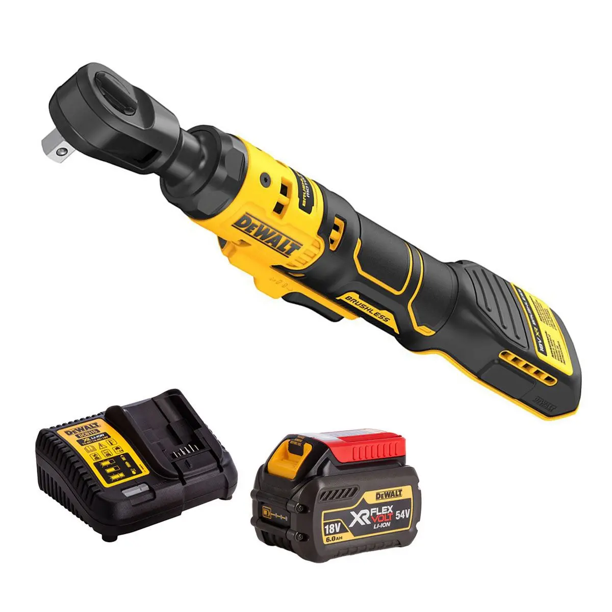 Dewalt Dcf513n-Xj 18V Xr Brushless 3/8" Open Head Ratchet With 1 X 6.0Ah Battery & Charger 1