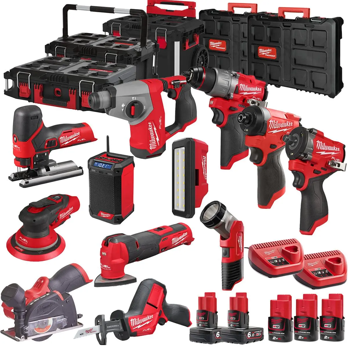 Milwaukee 12V 12 Piece Power Tool Kit With 5 X Batteries T4tkitm - 18471 1