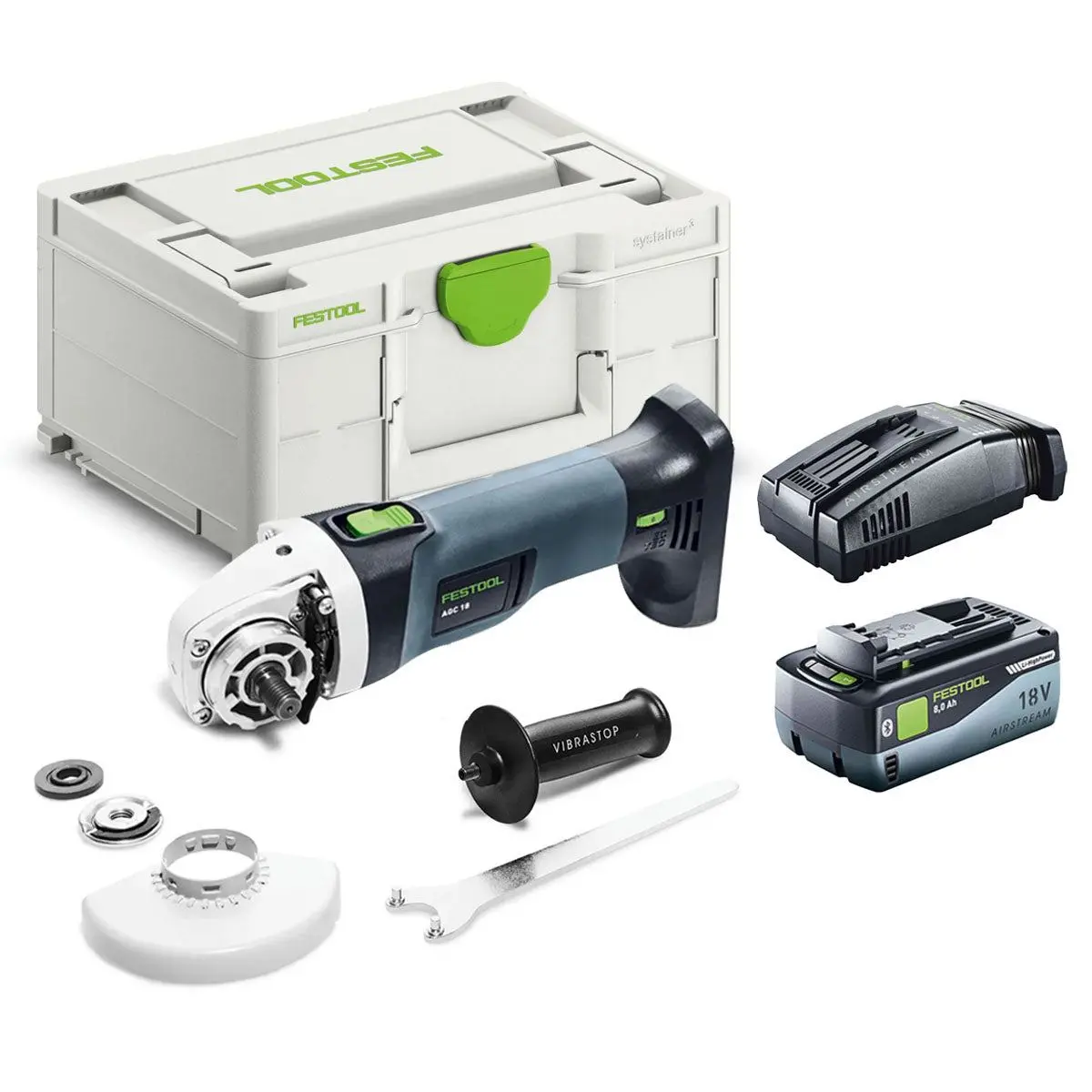 Festool Agc 18-125 Eb-Basic Gb 18V Brushless Angle Grinder With 1 X 8.0Ah Battery Charger & Case 1