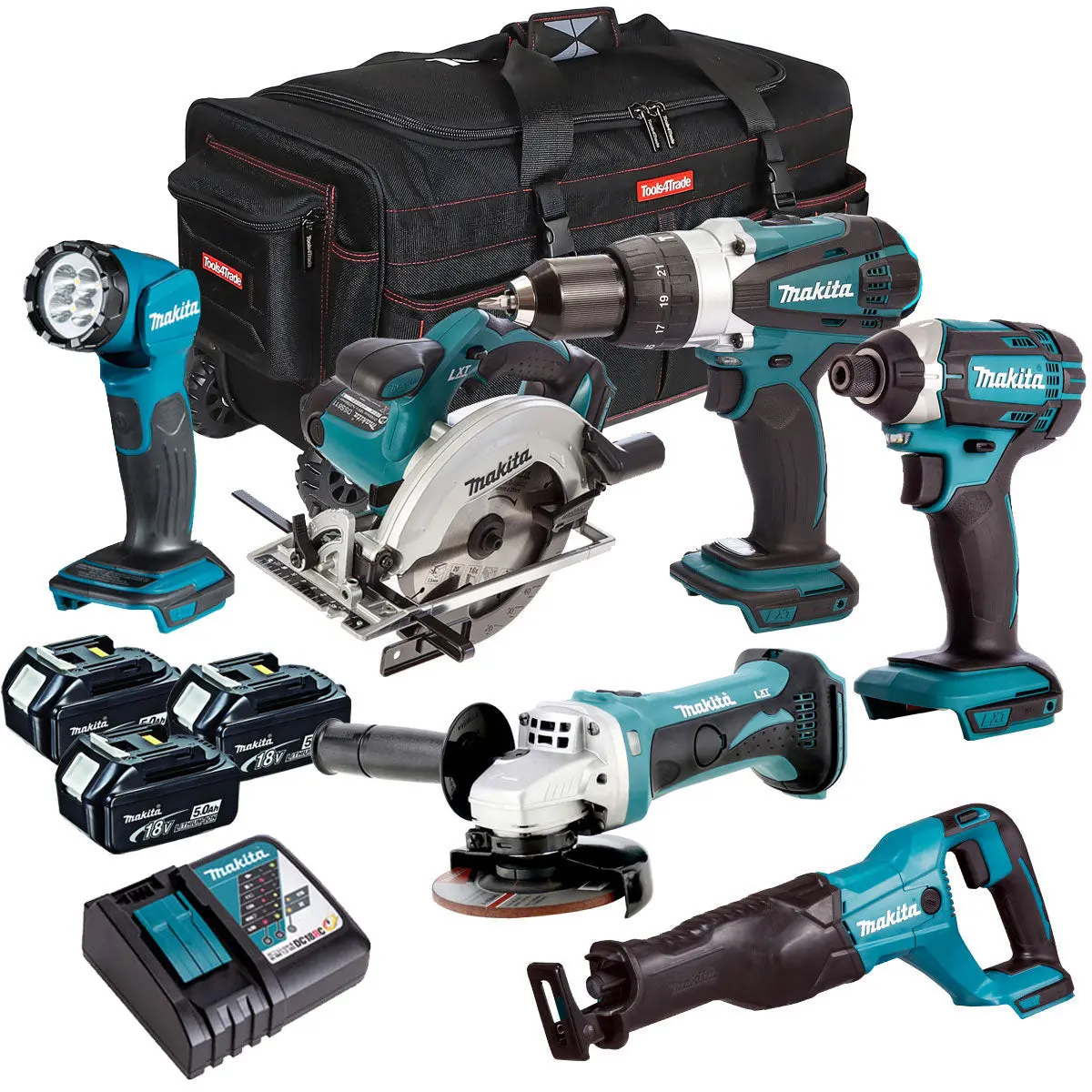 Makita 18V 6 Piece Combo Kit 3 X 5.0Ah Batteries & Charger T4t6072pt 1