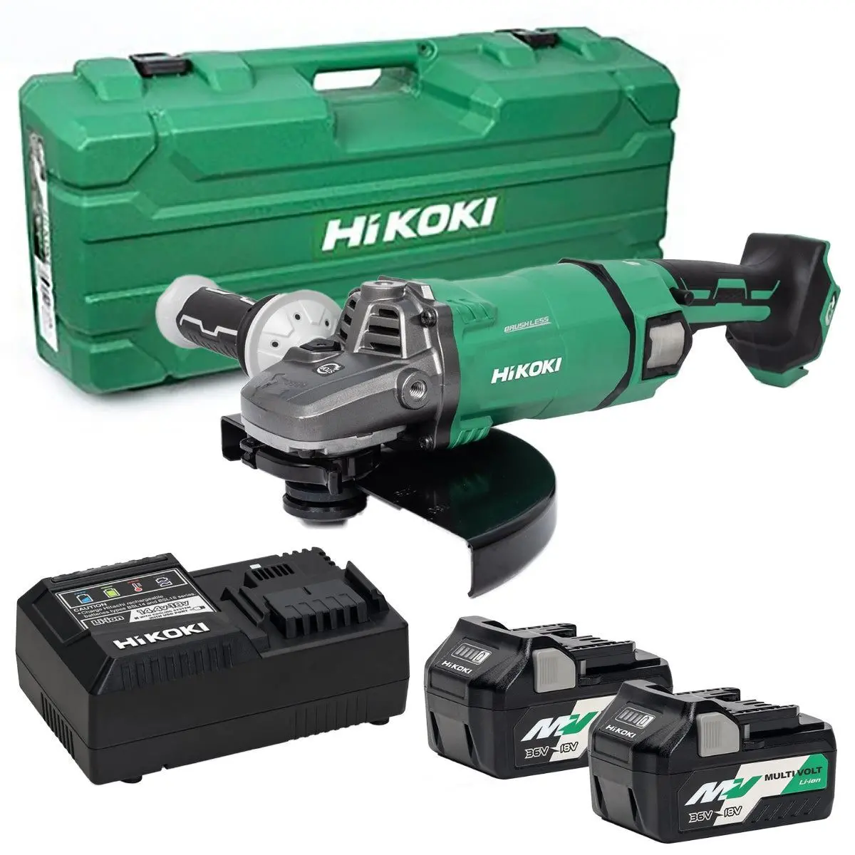 Hikoki G3623dajaz 36V Multivolt Brushless 230Mm Angle Grinder With 2 X 4.0Ah Batteries, Charger & Case 1