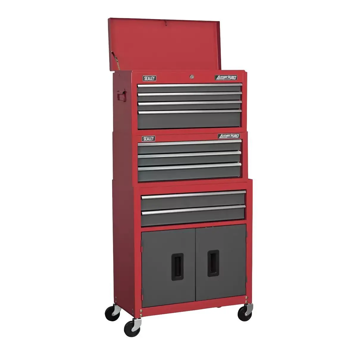 Sealey Ap2200bbstack Topchest Mid-Box & Rollcab 9 Drawer Stack Red 1