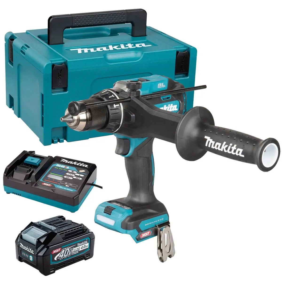Makita Hp003gz01 40V Max Xgt Brushless Combi Drill With 1 X 4.0Ah Battery Charger & Case 1