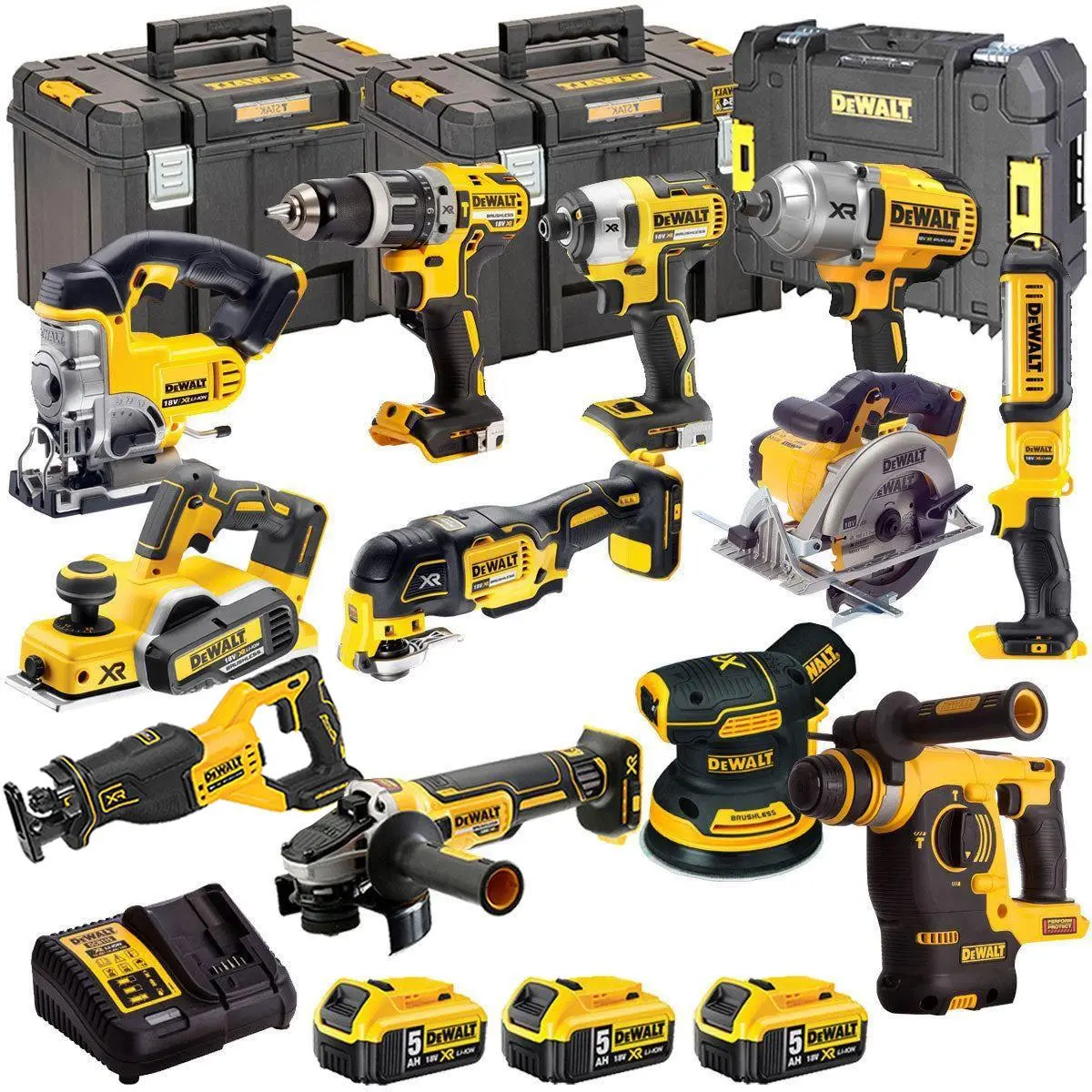 Dewalt 18V 12 Piece Power Tool Kit With 3 X 5.0Ah Batteries T4tkit-486 1
