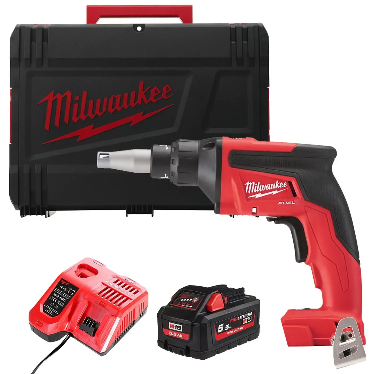 Milwaukee M18fsg-0X 18V Fuel Brushless Screw Gun With 1 X 5.5Ah Battery Charger & Case 1