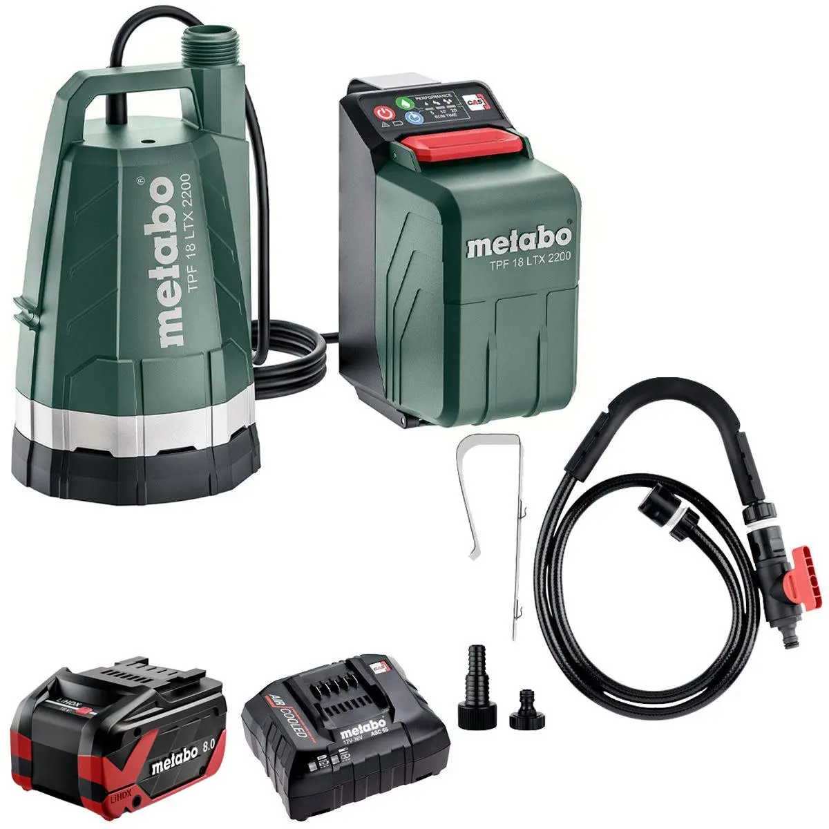 Metabo Tpf 18 Ltx 2200 18V Submersible & Rain Barrel Pump With 1 X 8.0Ah Battery & Charger 1