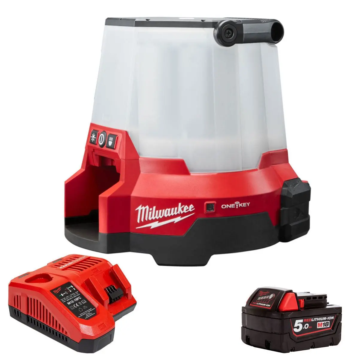 Milwaukee M18oneslsp-0 One Key Led Compact Site Light With 1 X 5.0Ah Battery & Charger 1