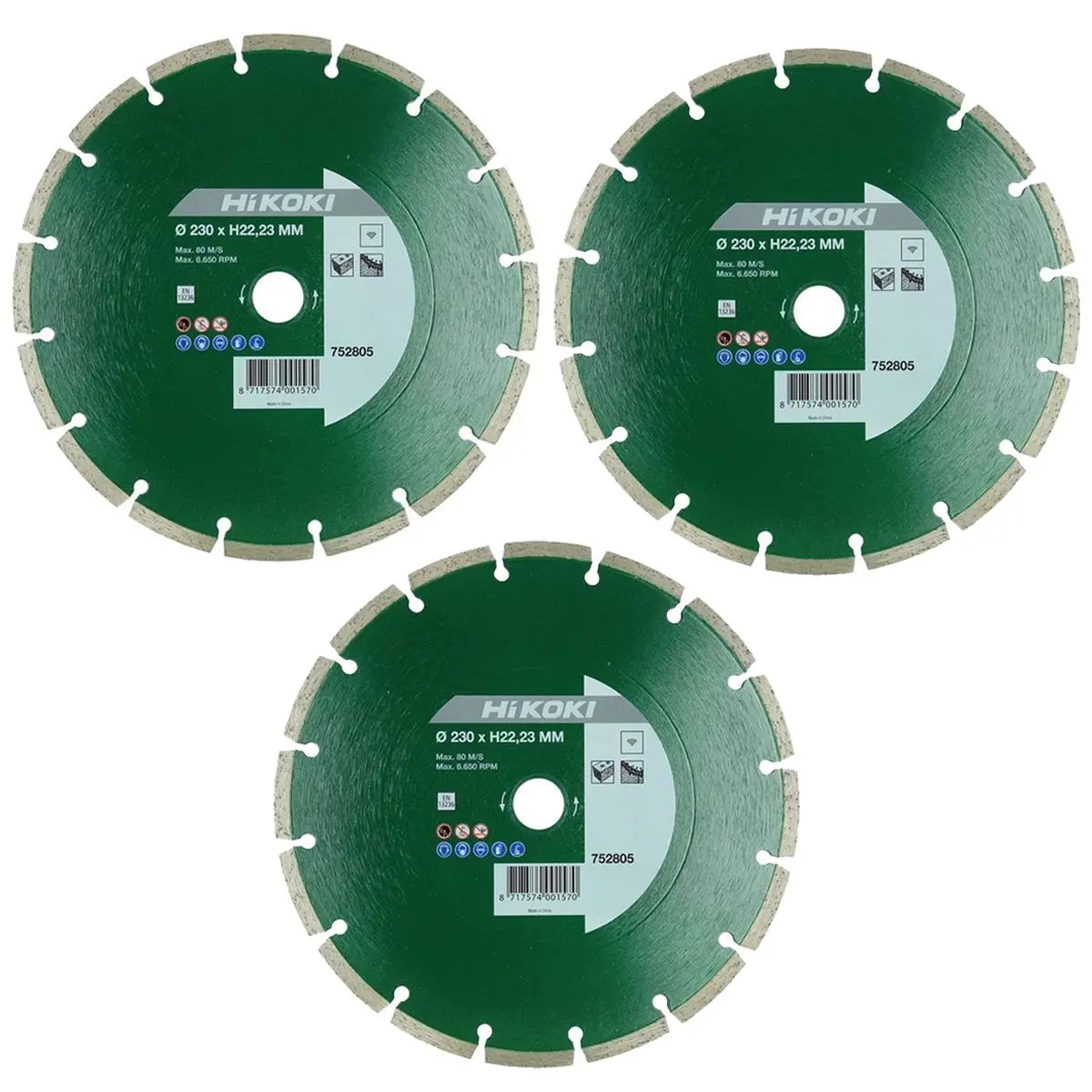 Hikoki 752805 230Mm Universal Diamond Saw Blade Pack Of 3 1