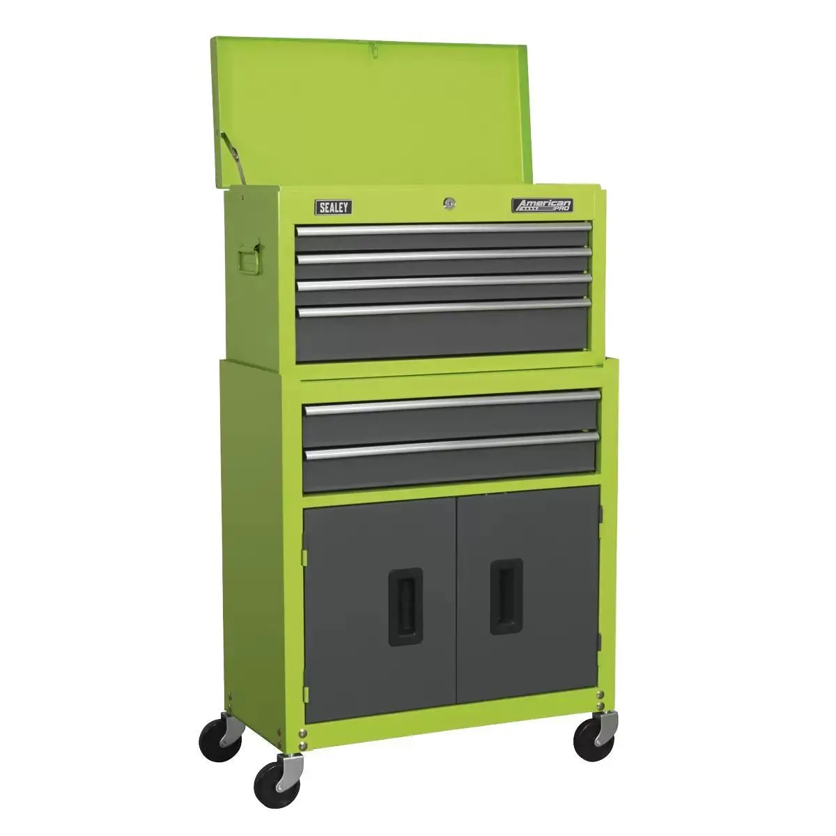 Sealey Ap2200bbhv 6 Drawer Topchest & Rollcab Combination With Ball-Bearing Slides Green/Grey 1