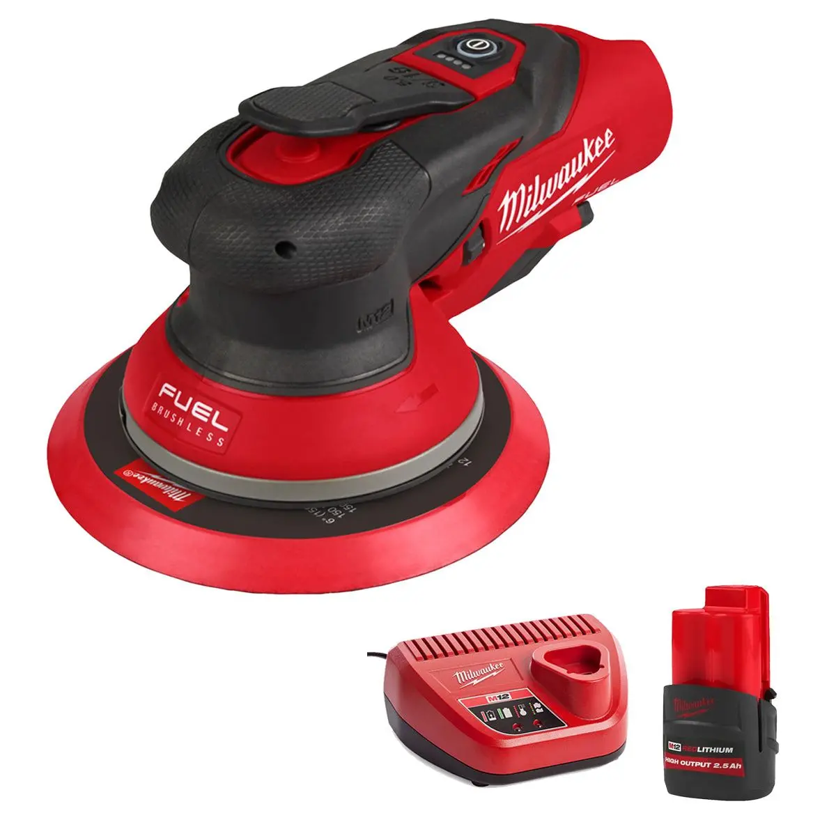 Milwaukee M12fros5-0 12V Fuel Brushless 150Mm Random Orbit Sander With 1 X 2.5Ah Battery & Charger 1