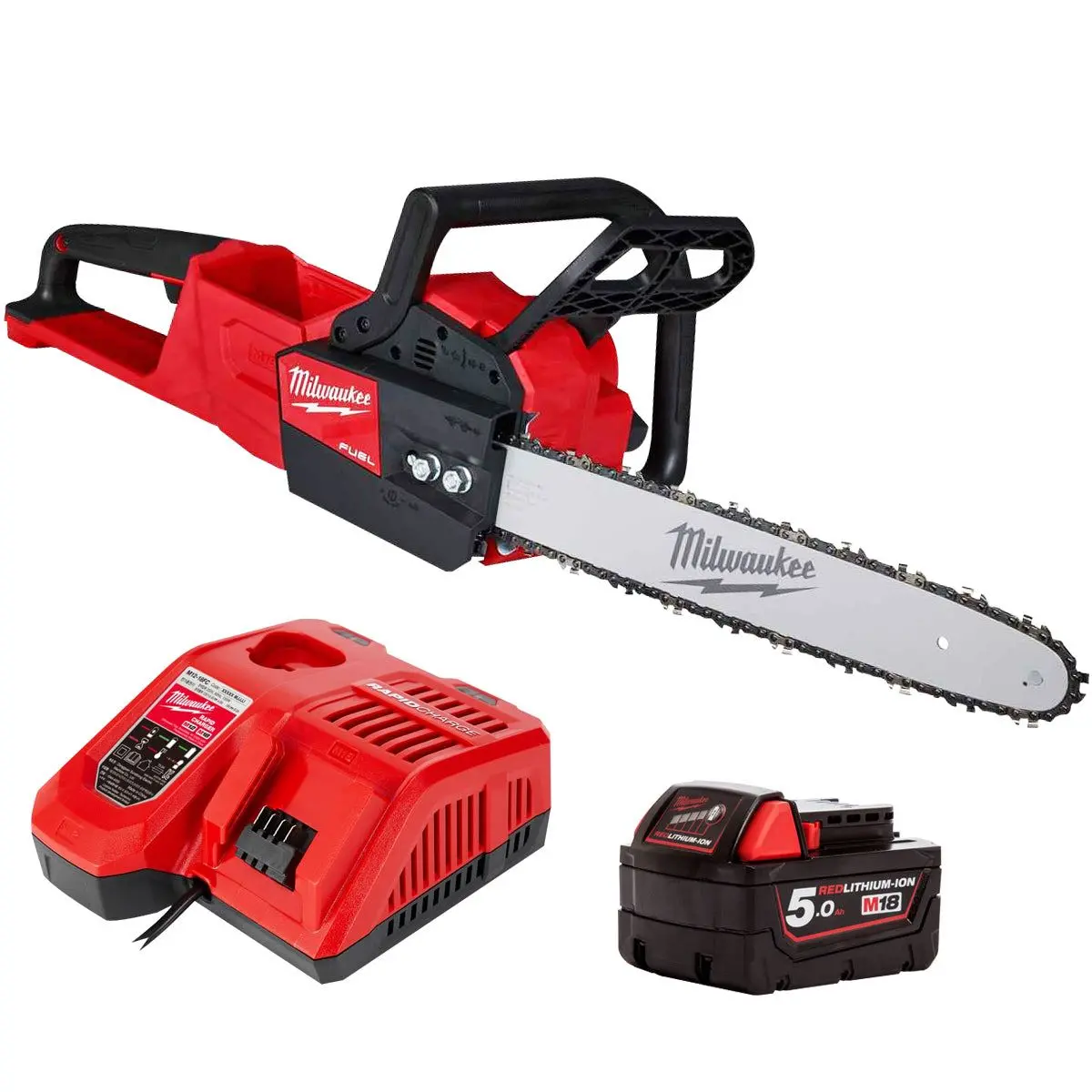 Milwaukee M18fchsc-0 18V Fuel Brushless Chainsaw With 1 X 5.0Ah Battery & Charger 1