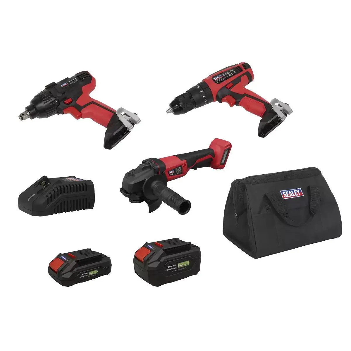 Sealey Cp20vcombo1eu 20V Cordless 3 X Power Tool Kit Euro Plug With 2 Batteries & Charges 1