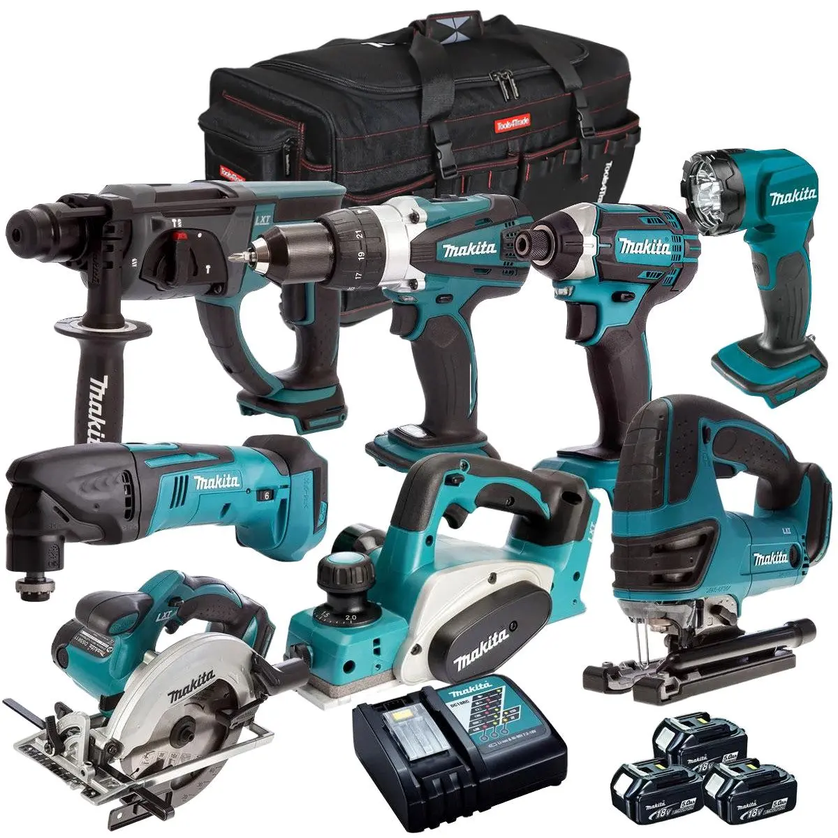 Makita 8 Piece 18V Li-Ion Kit 3 X 5.0Ah Batteries Makdeal-53M 1