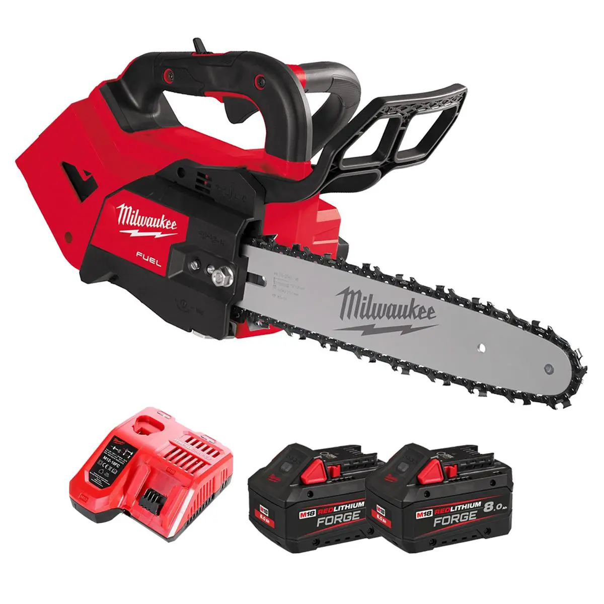 Milwaukee M18fthchs30-802 18V Fuel Brushless 30Cm Top Handle Chainsaw With 2 X 8.0Ah Battery & Charger 4933499225 1