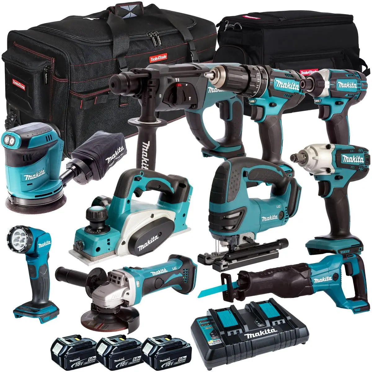 Makita 18V 10 Piece Piece Power Tool Kit With 3 X 5.0Ah Battery & Charger T4tkit-260 1