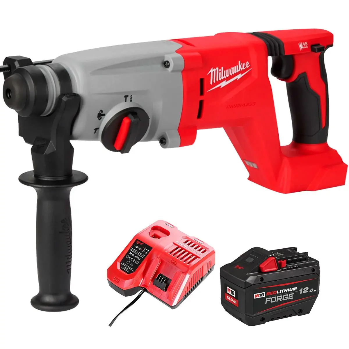 Milwaukee M18blhacd26-0 18V Brushless Sds+ D-Handle Rotary Hammer Drill With 1 X 12.0Ah Battery & Charger 1