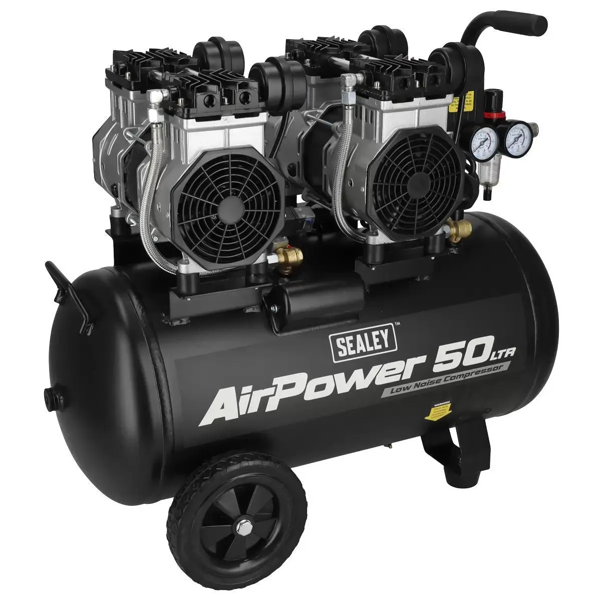Sealey Sac5001s 50L Low Noise Oil Free Direct Drive Air Compressor 2 X 2Hp/230V 1