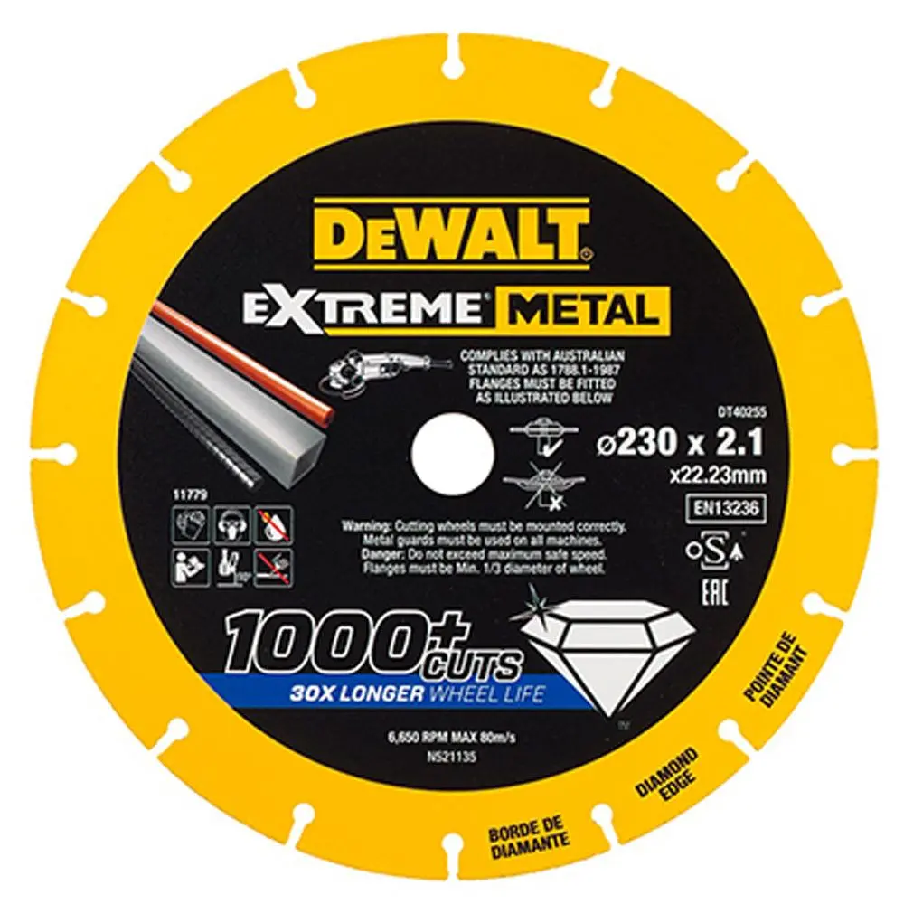 Dewalt 230Mm Extreme Diamond Edge Metal Cutting Wheel Dt40255 1