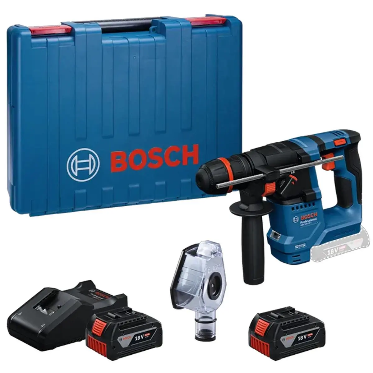 Bosch Gbh 18V-18 X Brushless 18V Sds+ Rotary Hammer Drill With 2 X 5.0Ah Battery, Charger & Case 0611927171 1