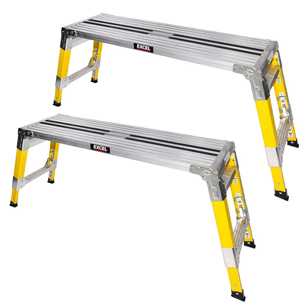 Excel Fibreglass Work Bench Platform Adjustable Height Heavy Duty Folding Hop Up - 1200 X 350 Mm Pack Of 2 1