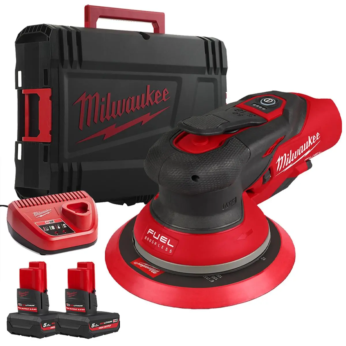 Milwaukee M12fros5-502X 12V Brushless 150Mm Random Orbital Sander With 2 X M12hb5 5.0Ah Battery, Charger & Case 4933493652 1