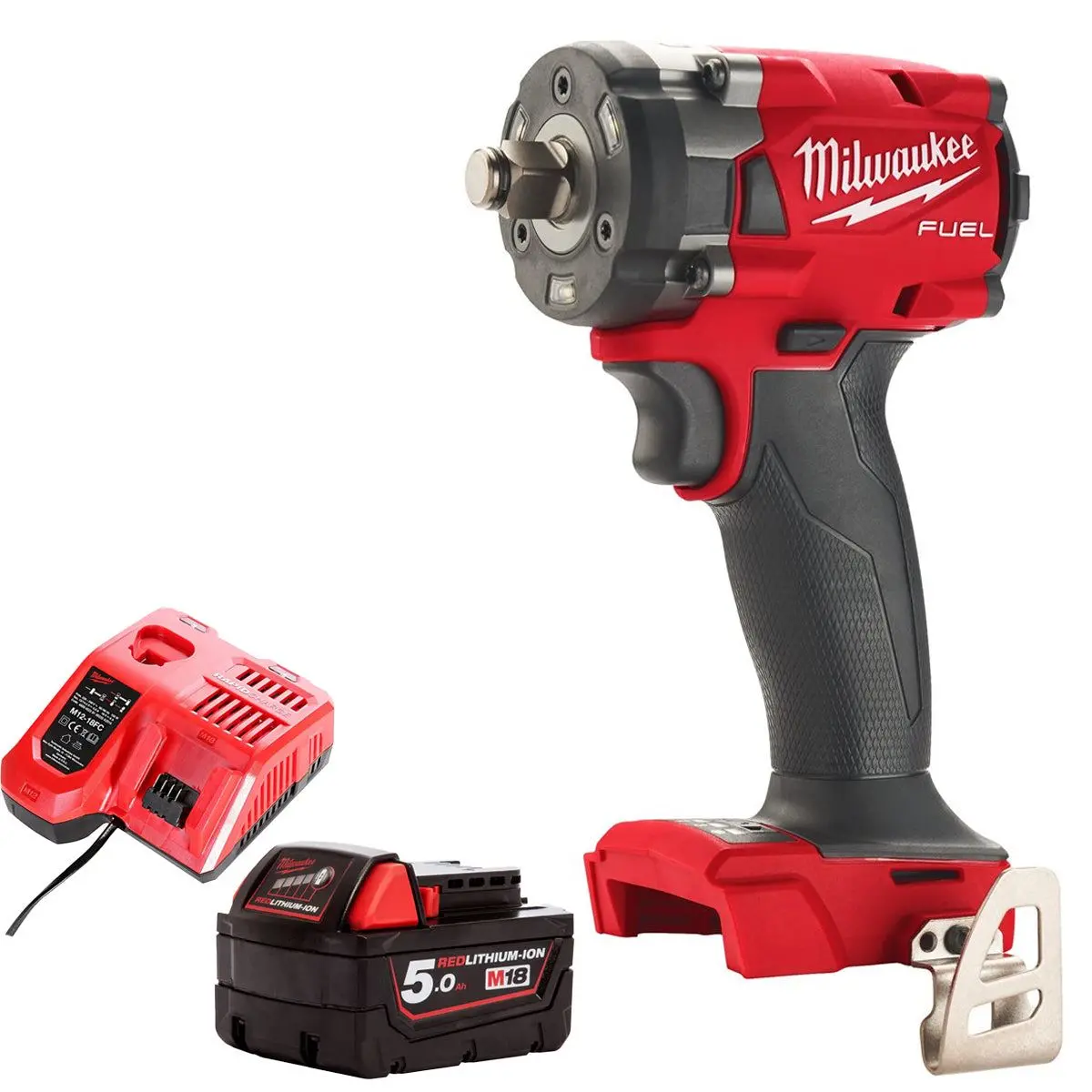 Milwaukee M18fiw2f12-0 18V Brushless 1/2" Impact Wrench With 1 X 5.0Ah Battery & Charger 1