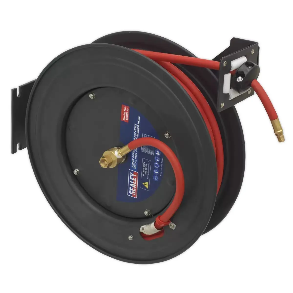 Sealey Sa85 Retractable 20M Air Hose Metal Reel Ø10mm Rubber Hose 1