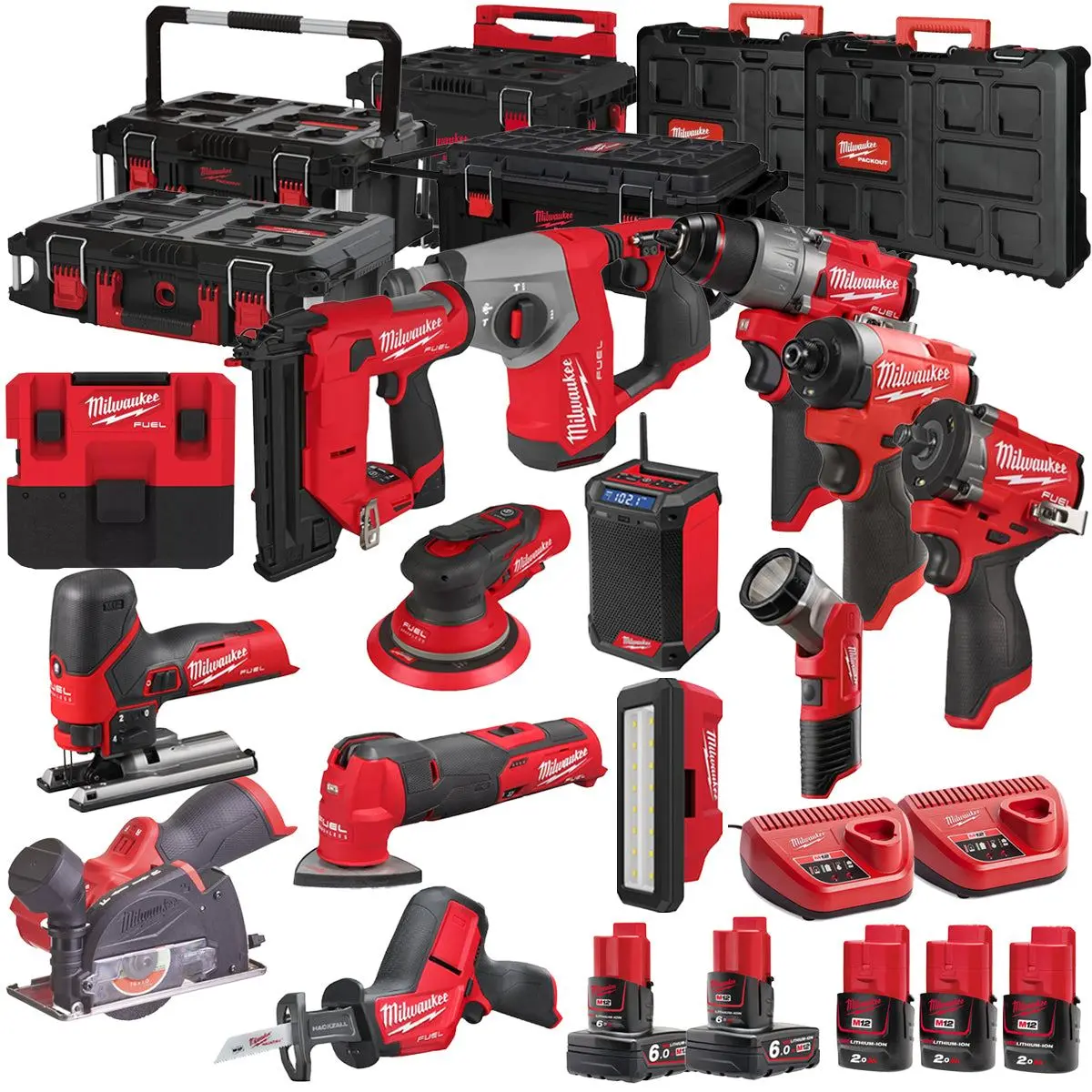 Milwaukee 12V 14 Piece Power Tool Kit With 5 X Batteries T4tkitm - 18469 1