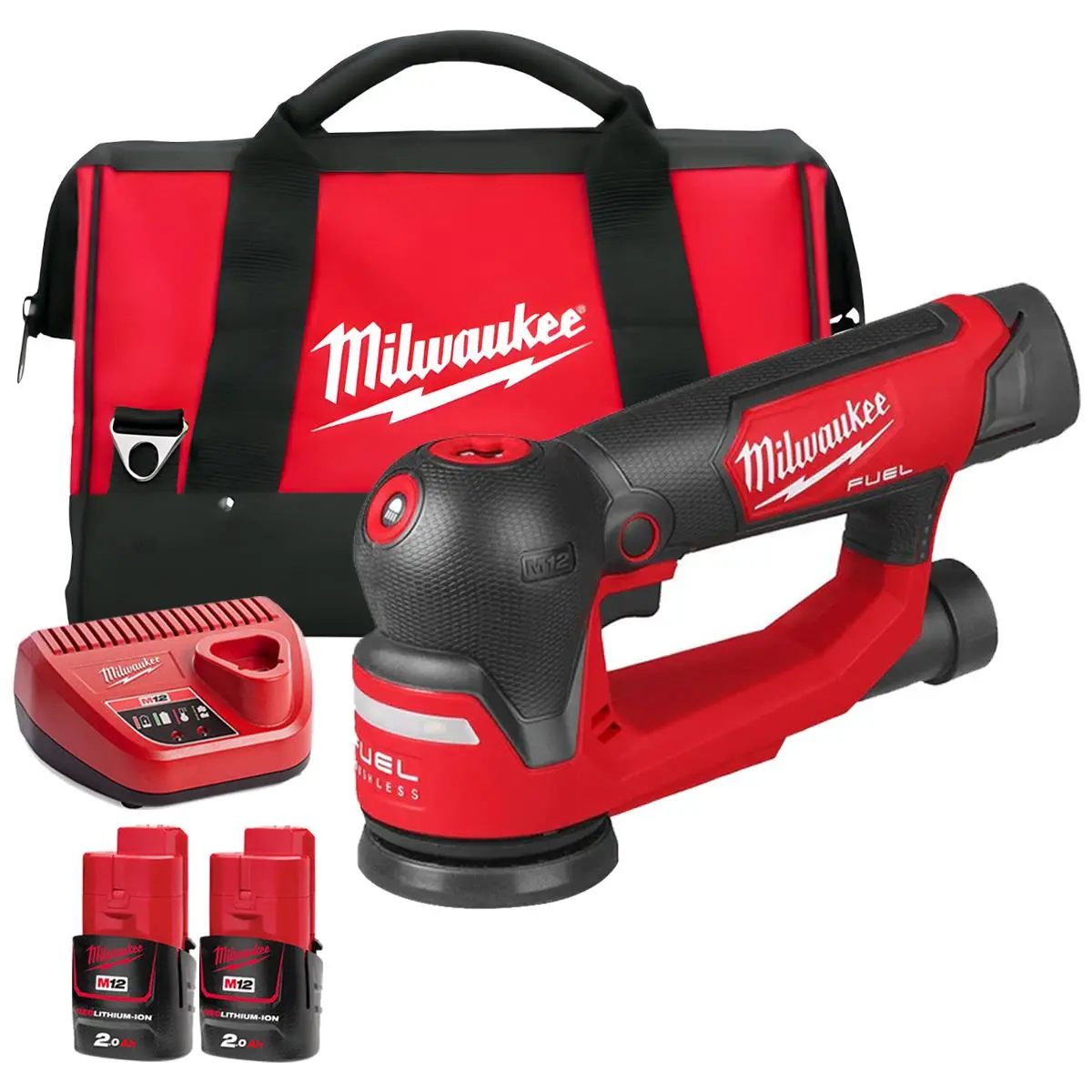 Milwaukee M12fsdr75-202B 12V Brushless 75Mm Random Orbit Sander With 2 X 2.0Ah Batteries Charger & Bag 4933498234 1